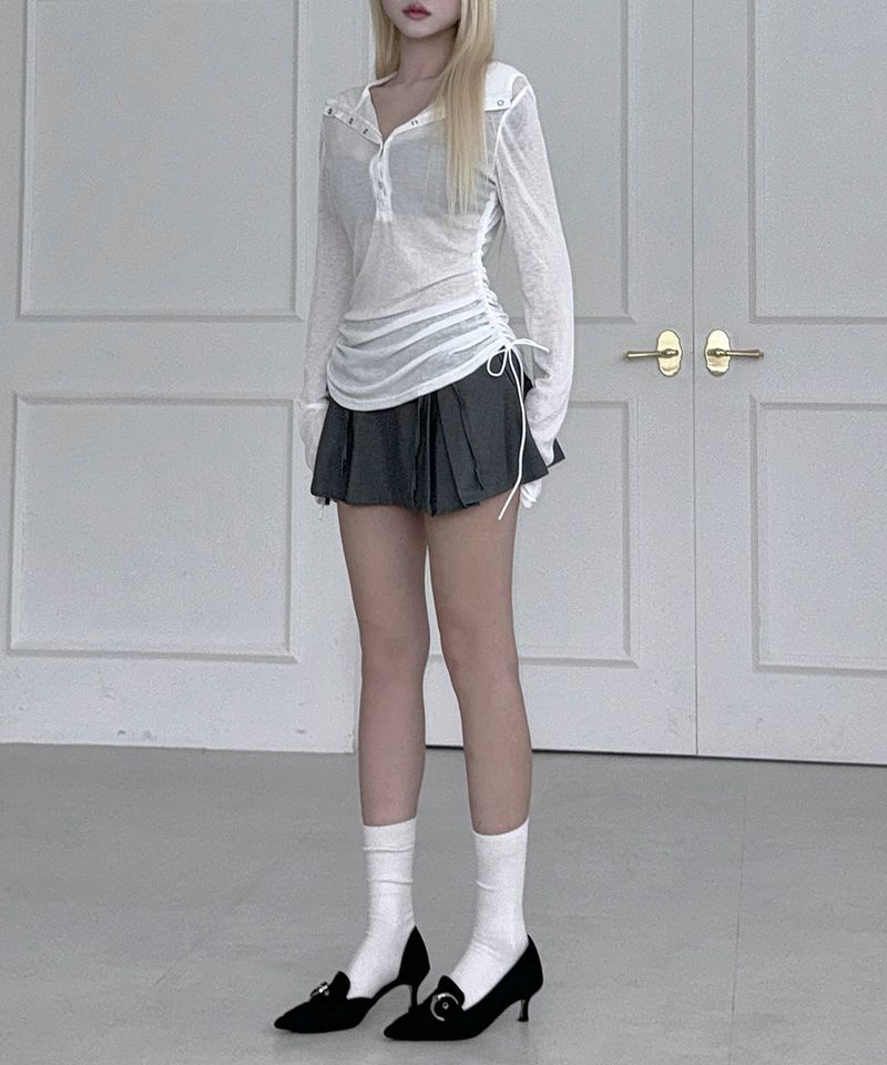 Shirring Hoodie Top (2colors)