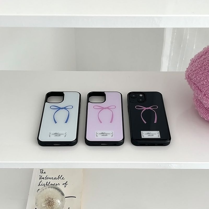 ribbon glossy glass bumper case (pink)