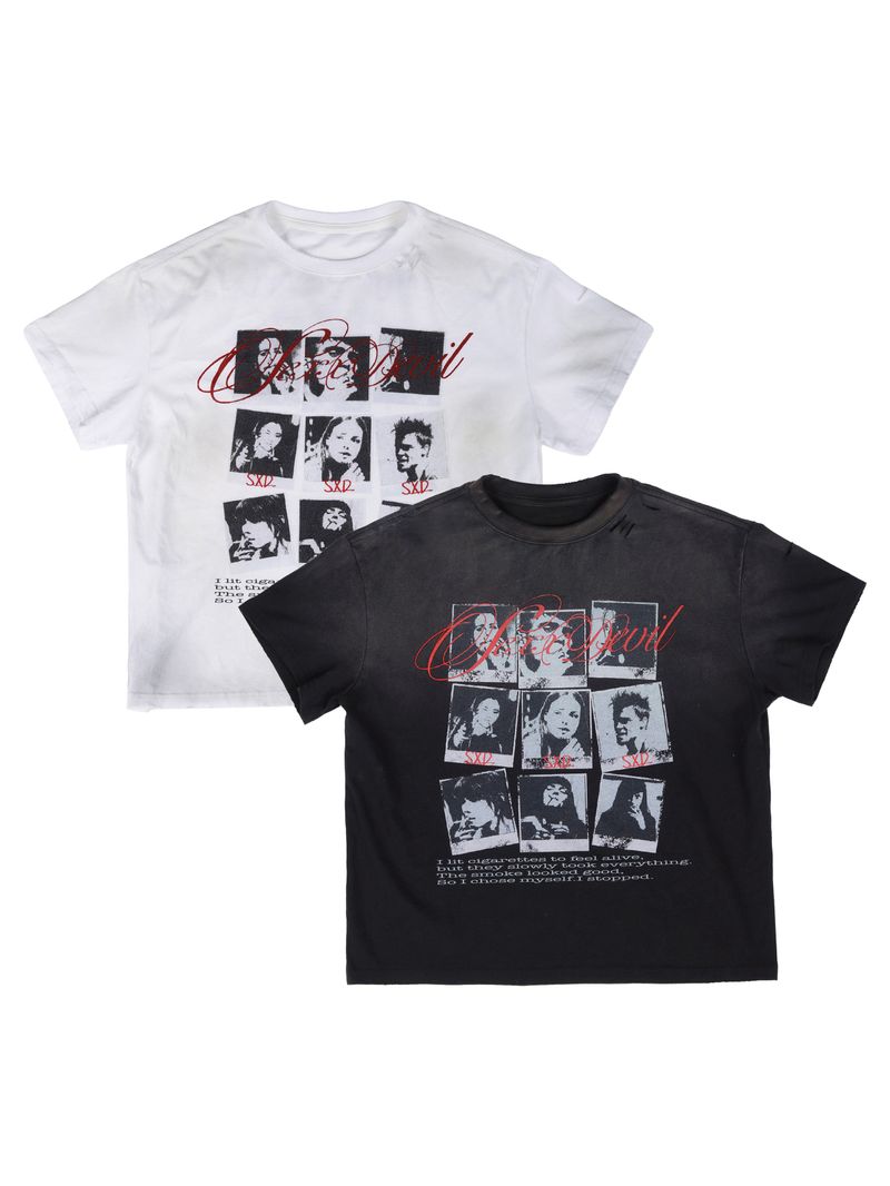 SEXXDEVIL（セックスデビル）の「SEXXDEVIL Portrait Grid Distressed Tee（Tops）」