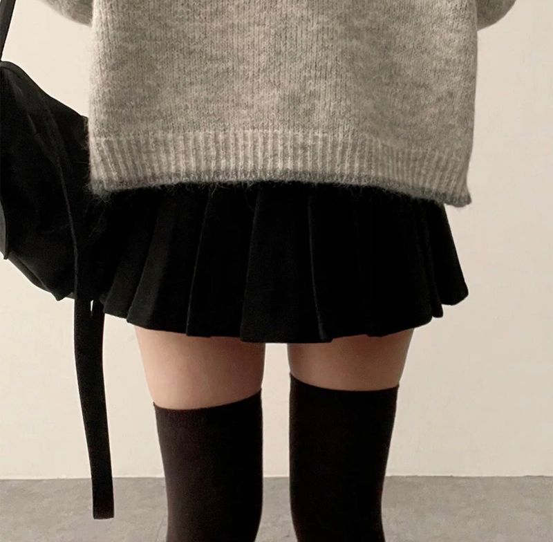Guts warm pleats A-line wool miniskirt