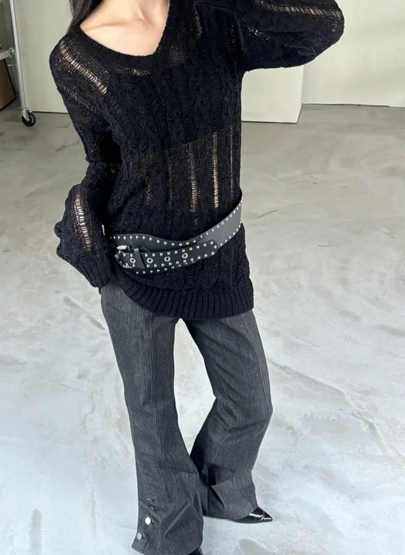 Slit button boots cut pants(2color)