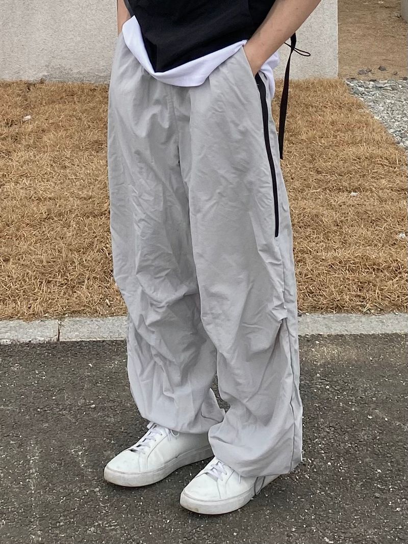 Coloration zipper nylon pants 2C
