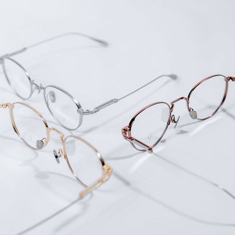 Knouun Round titanium glasses CODE. 102. C Brown N Silver