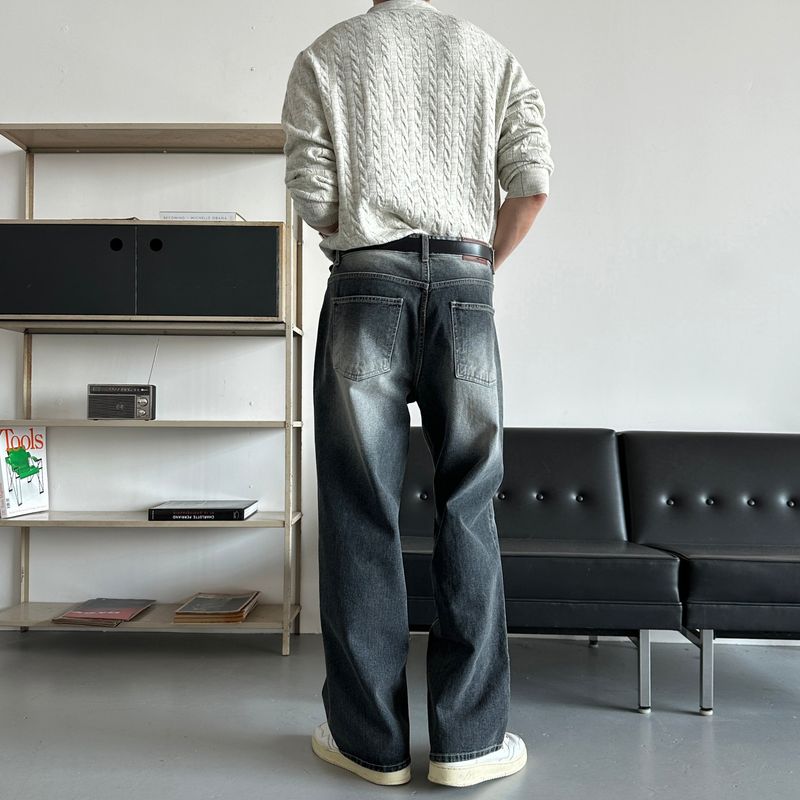 LMN Chrome Semi Wide Brush Denim Pants (4 colors)
