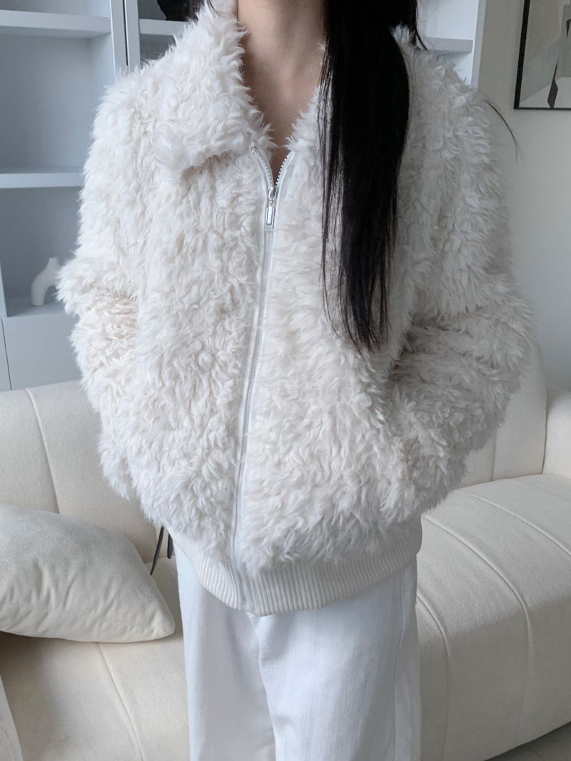 Luv Snowy Collar Fur Zip-Up Jacket