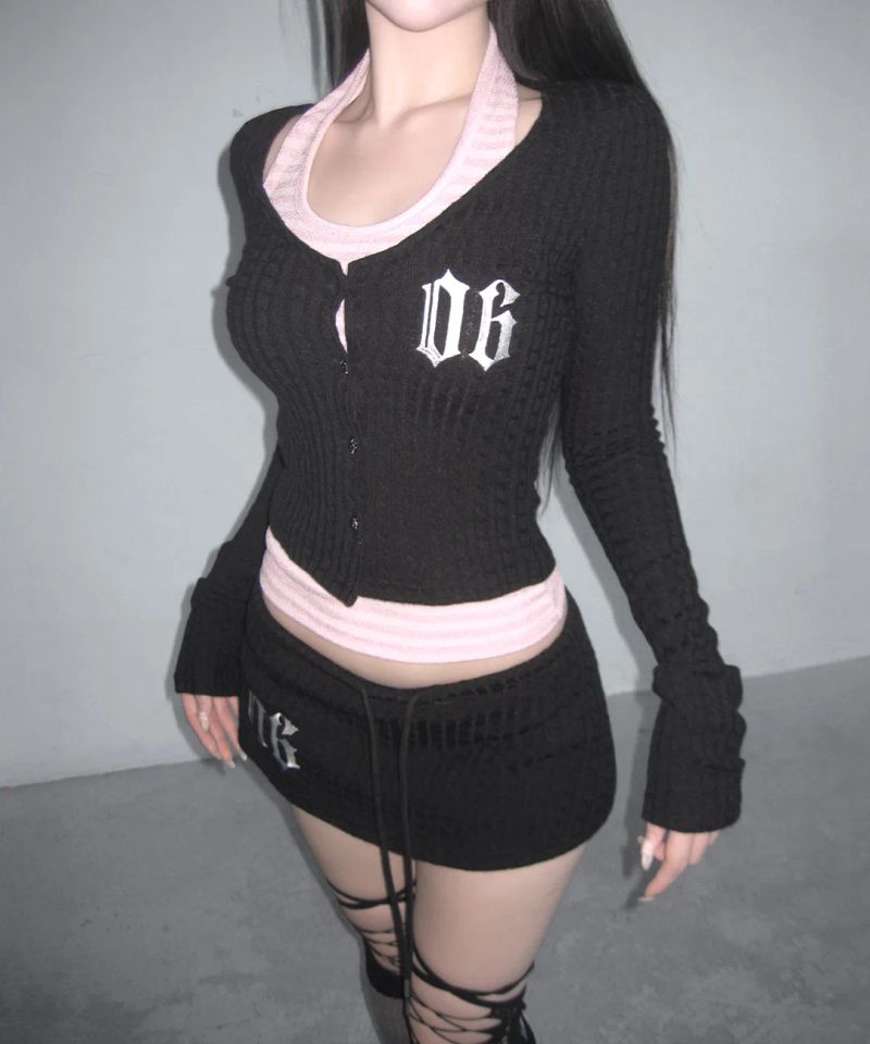chrome cable knit skpt (3colors)