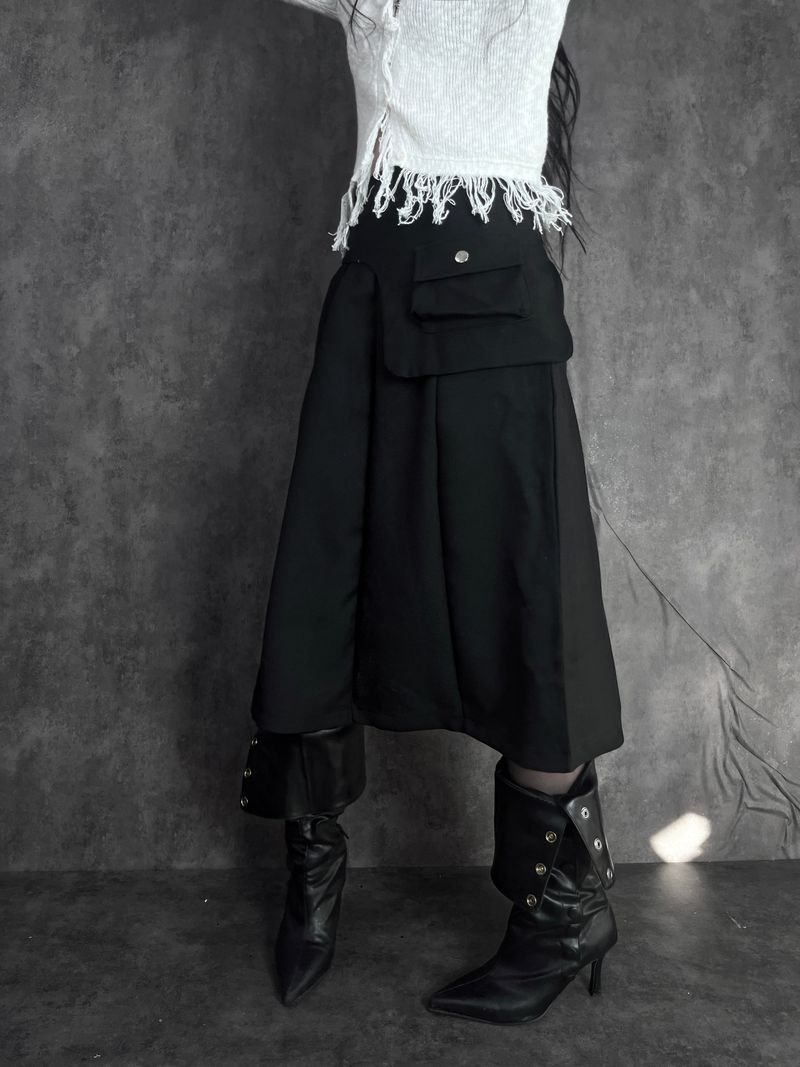 wrap pocket set midi skirt