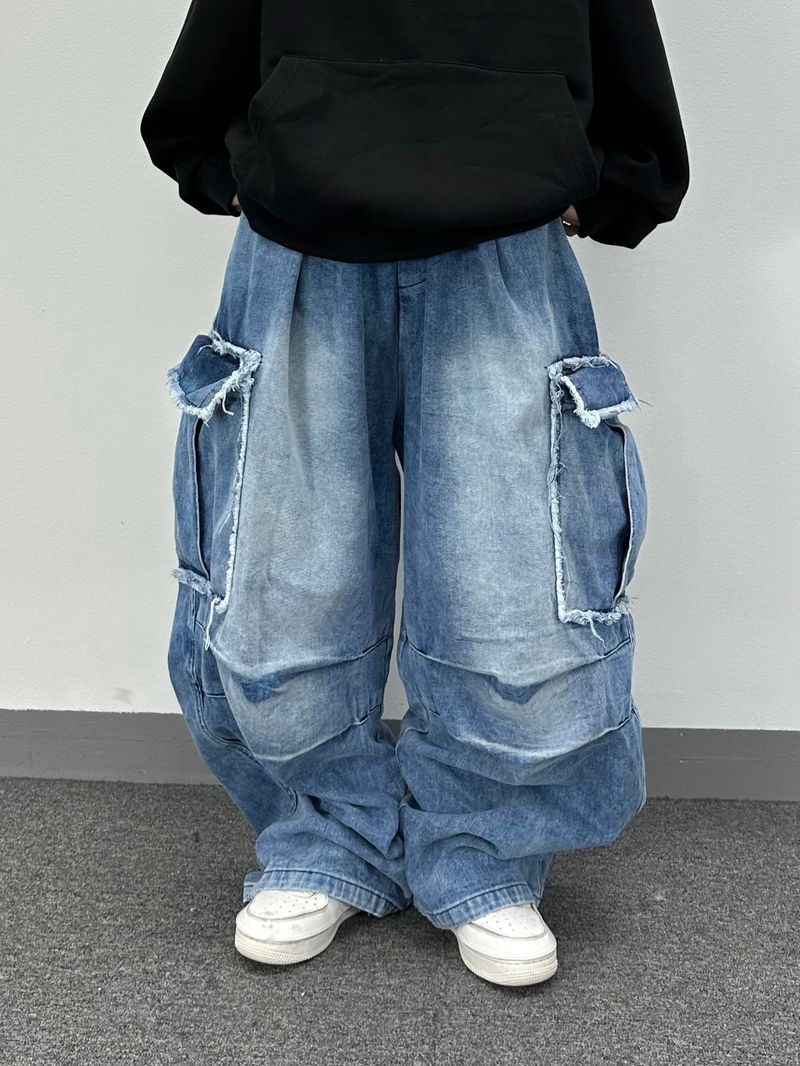 cut-off big pocket denim balloon pt