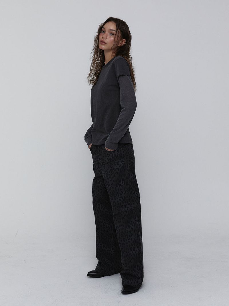 Layered Long Sleeve Top_Charcoal
