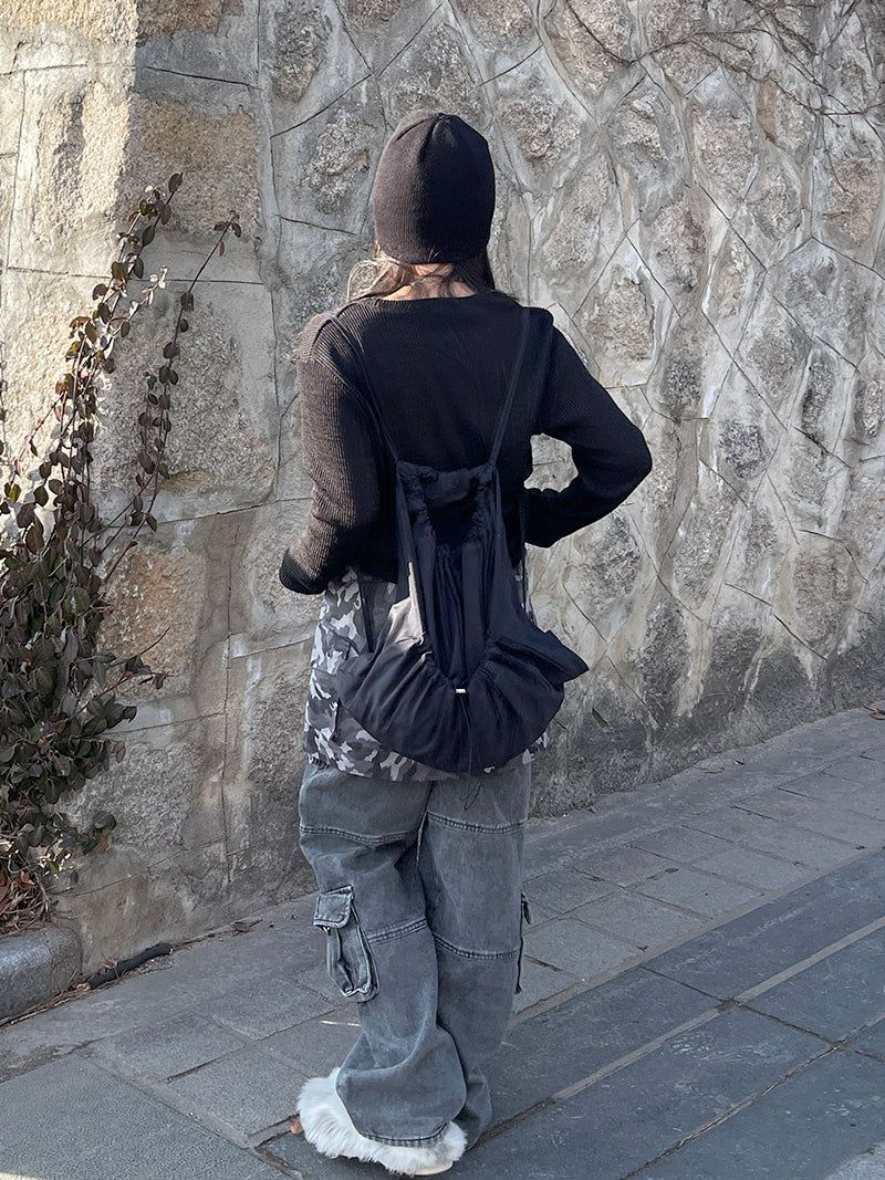 Pocket Camo Pleats Skirt