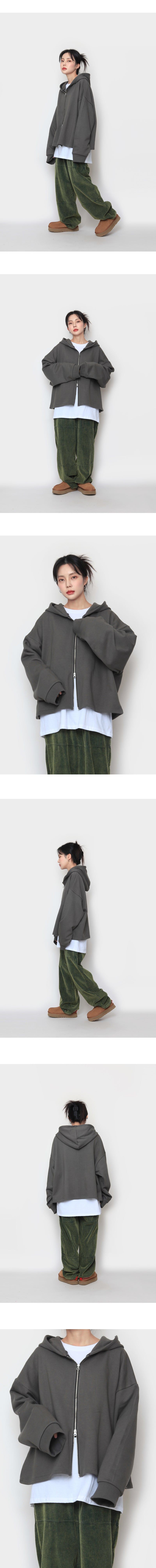 Heavy crop hood zip-up