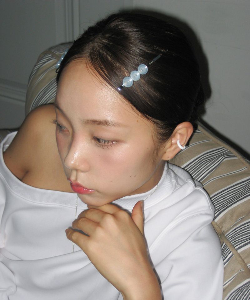 [2 set] Button bobby pin (Blue)