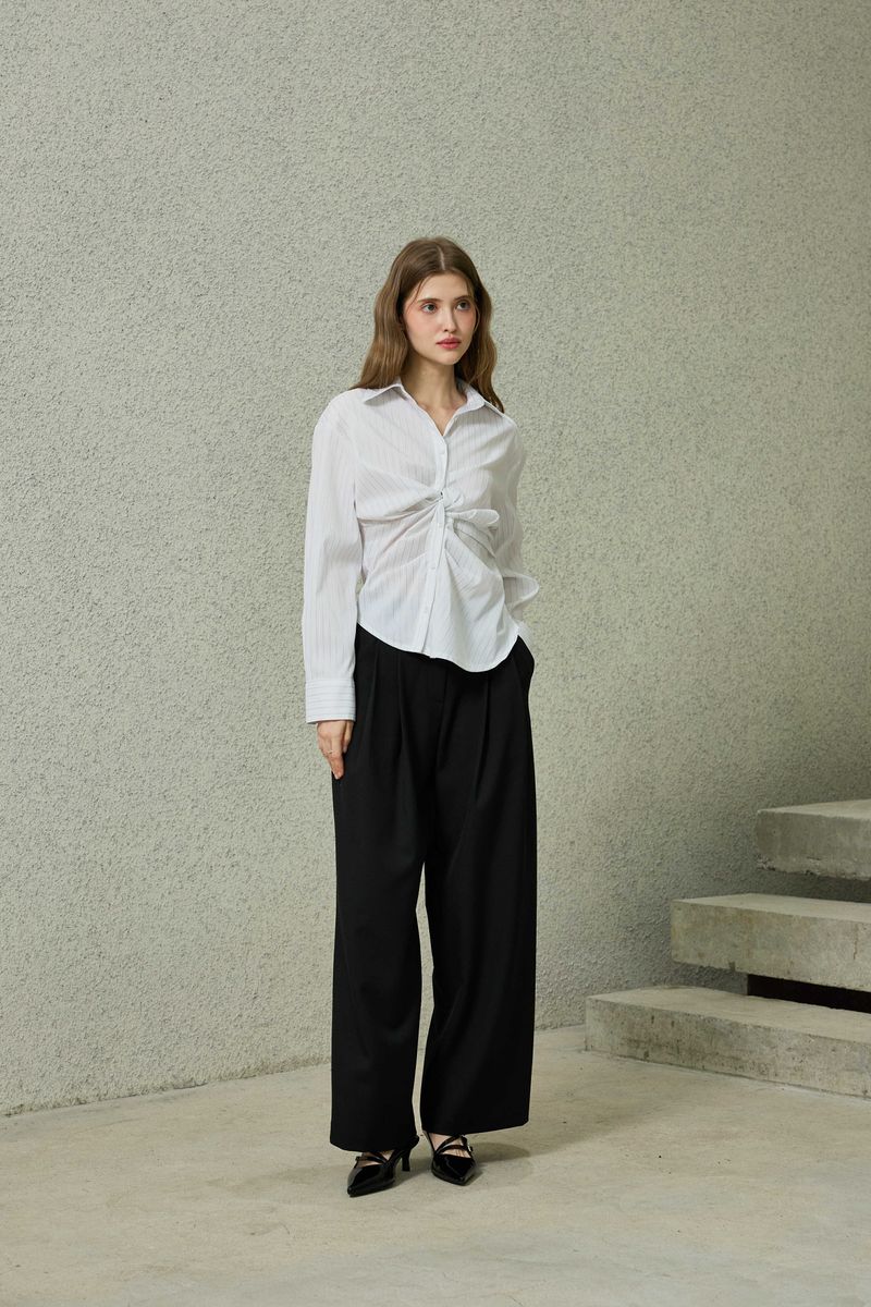 TOMO WIDE SLACKS / BLACK