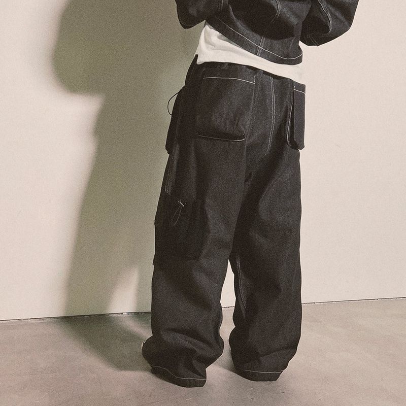 reverse Terry Pocket Denim Pants_black