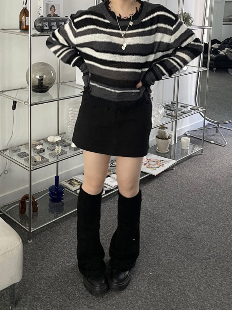 stripe grunge crop knit