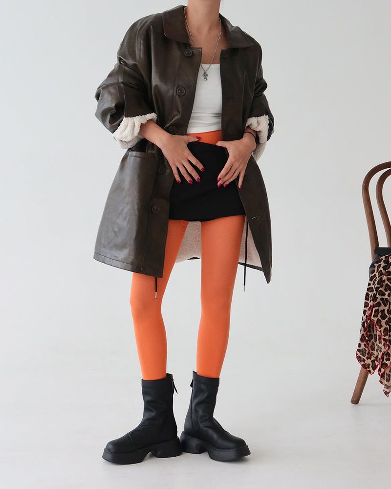 String Leather Dumble Half Coat