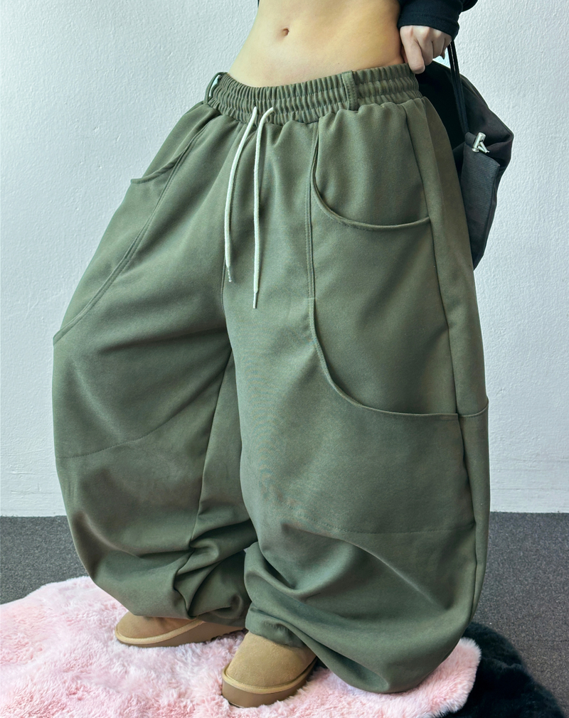 Doing Two-Pocket Fleece Balloon Wide Pants 🖤🤎 4COLOR
