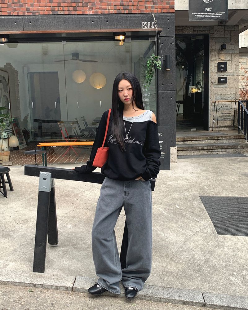 [ORIGINAL] Penny Layered String Off-Shoulder Sweatshirt