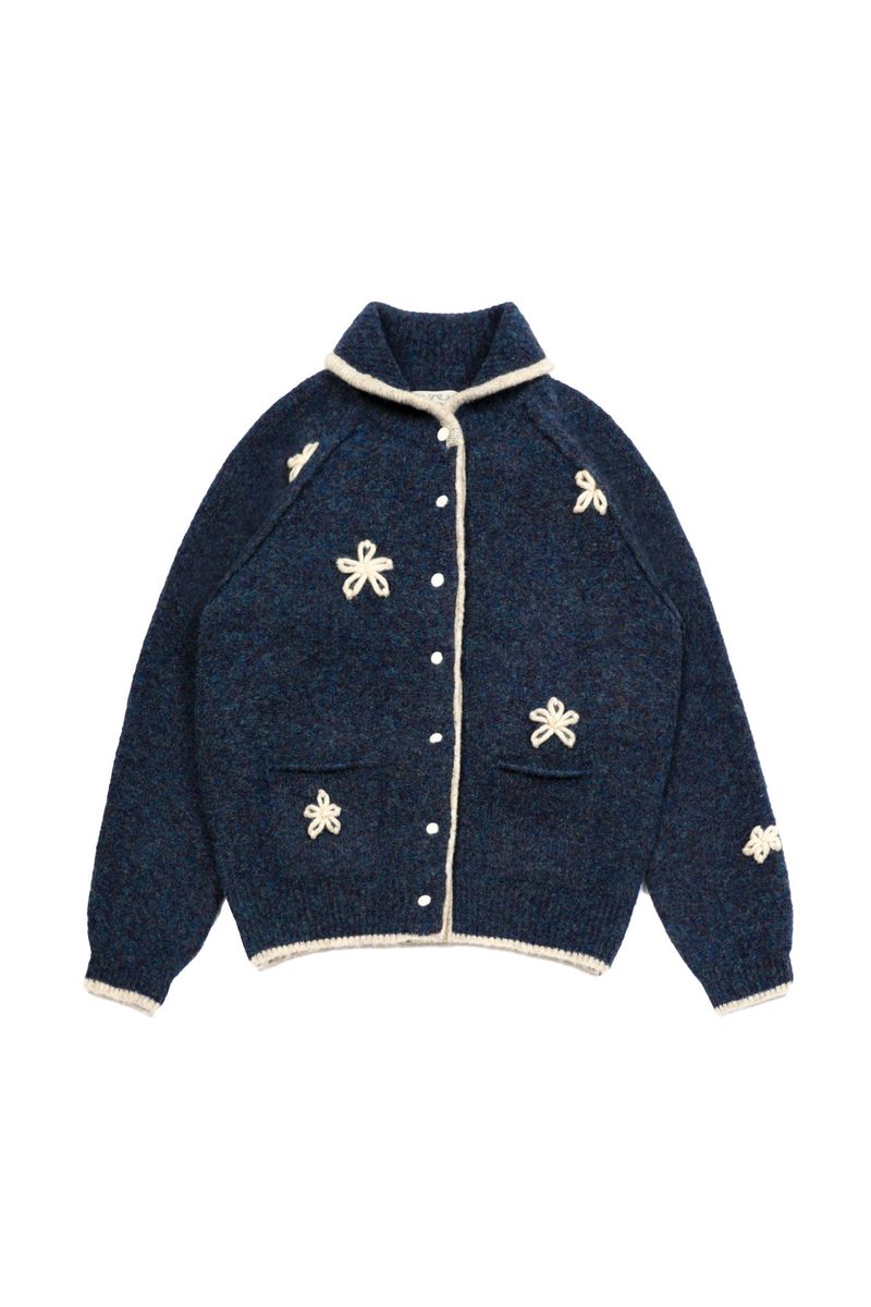POPPALS（ポップパルズ）の「Flower Color Knit Cardigan [Navy]（Tops）」