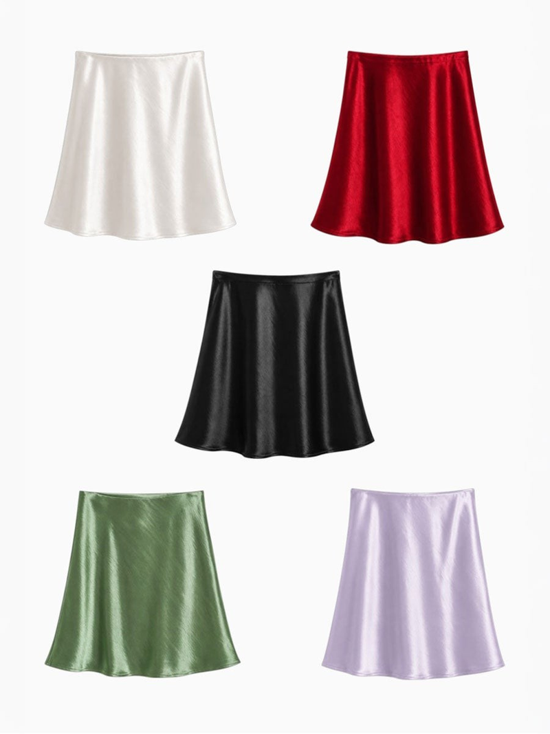 SATIN A-LINE MINI SKIRT (5COLORS!)