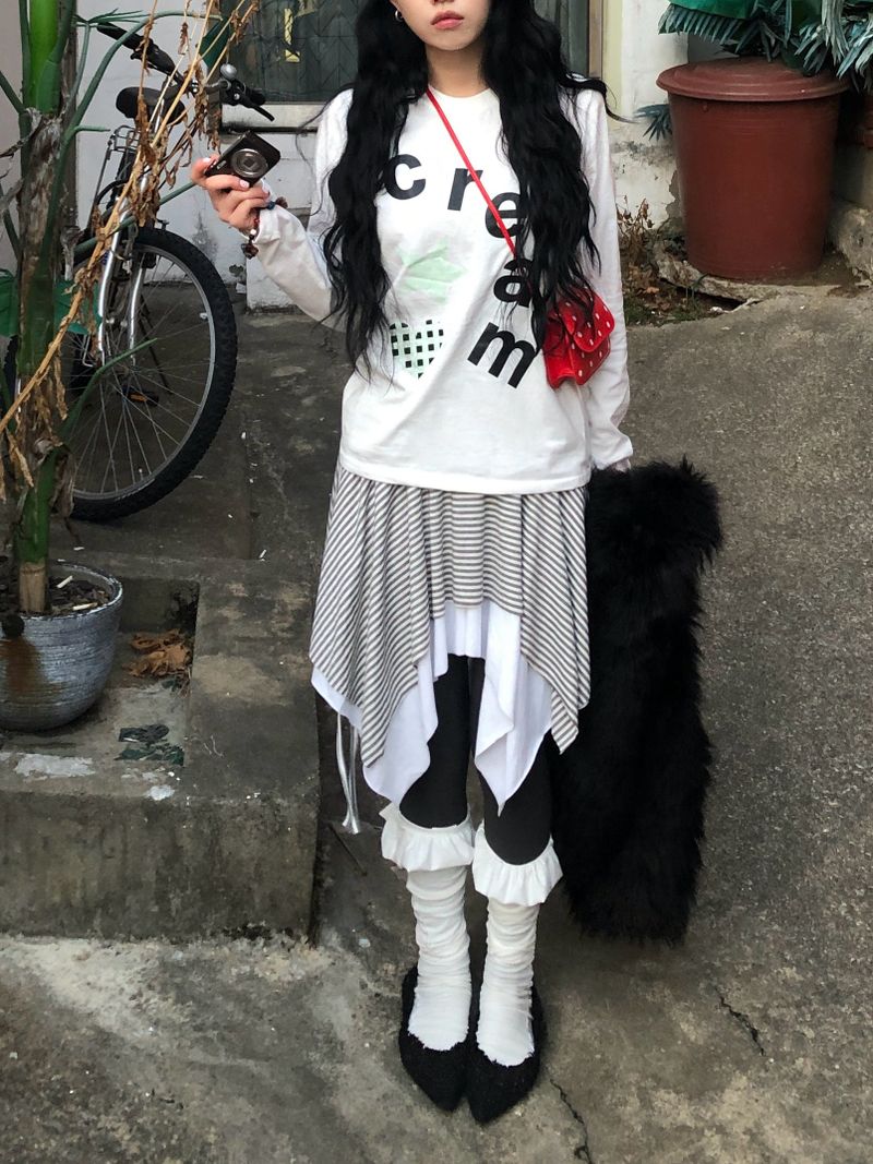 Cream Star Heart Long Sleeve