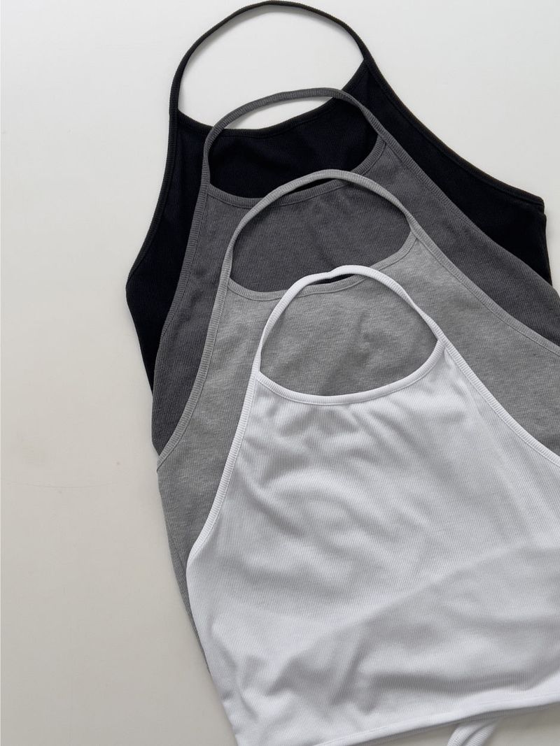 Monty Ribbed Wrap Halterneck Sleeveless
