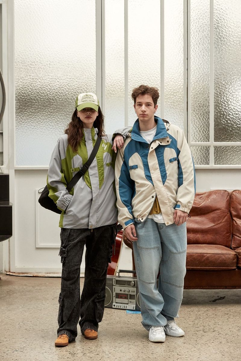 Oversize Color toning Windbreaker - OLIVE