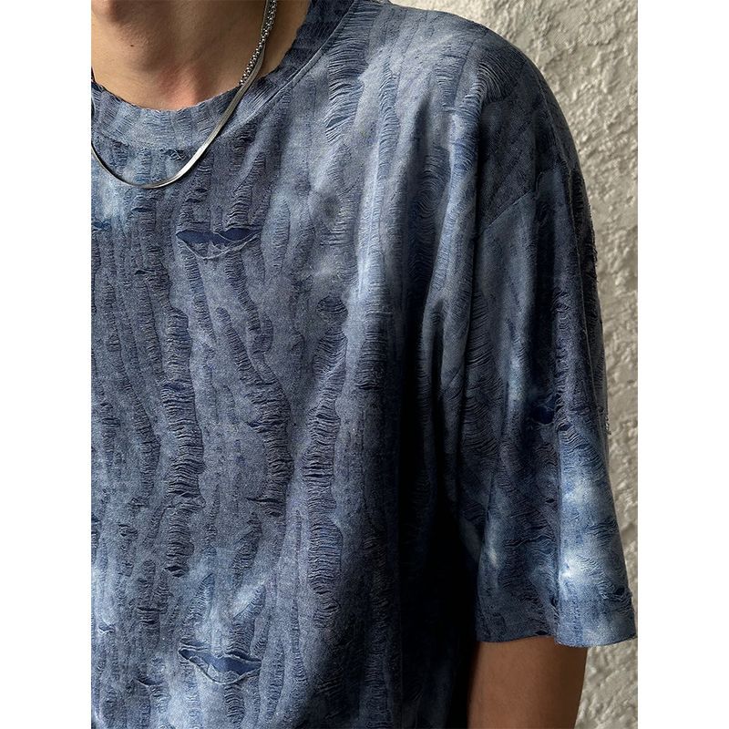 [S/S] Tie dye damage half sleeveles (2color)