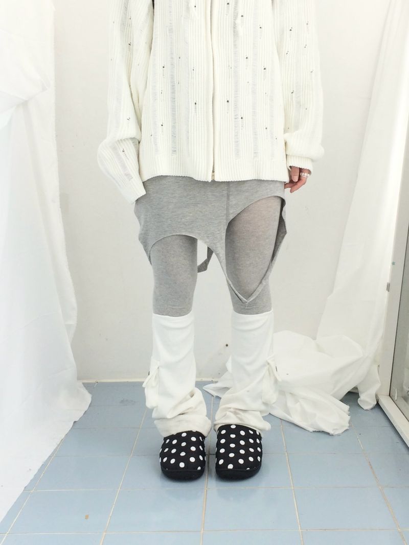 Punch Damage Hooded Knitwear Zip-Up