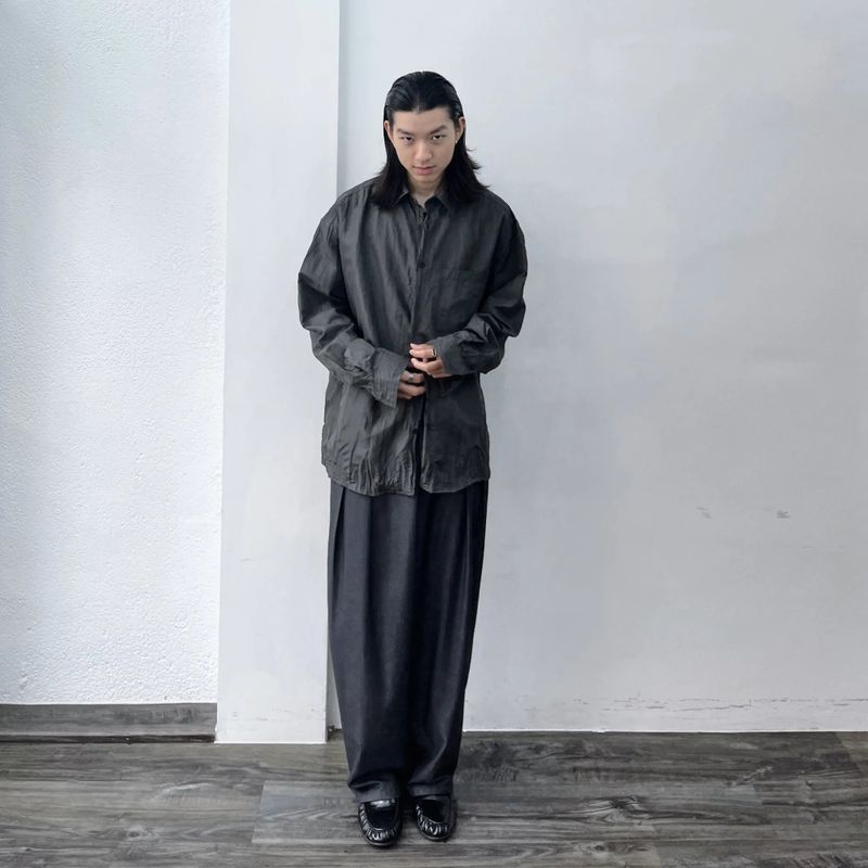 Curved Draped Suiting Trousers