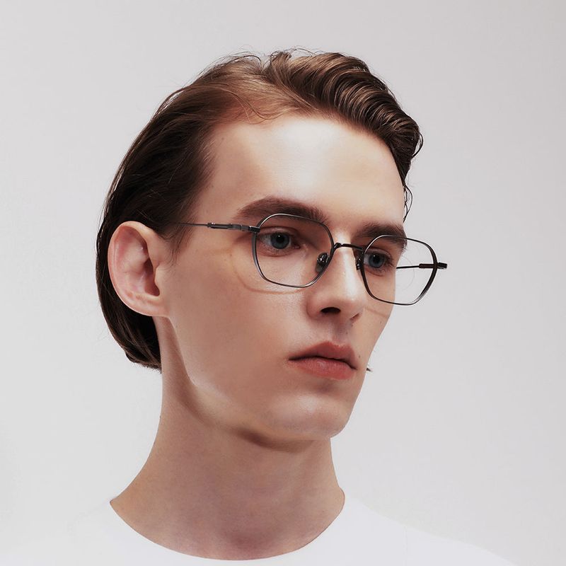 Knouun Square titanium glasses CODE. 102. A Dark Gray