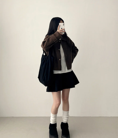 Lorton Wool Pin Tuck Flared Miniskirt