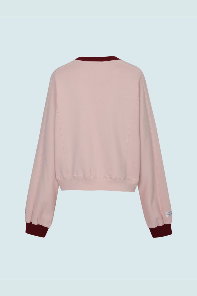 CONTRAST REGLAN CROP SWEATSHIRTS (PINK)