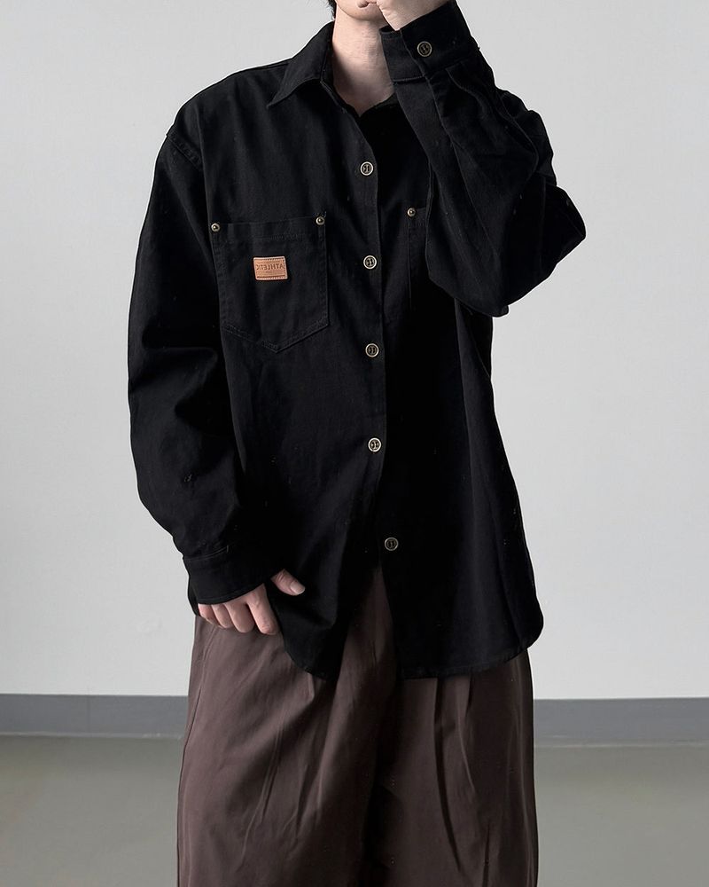 Drain Patch Work Shirt Jacket