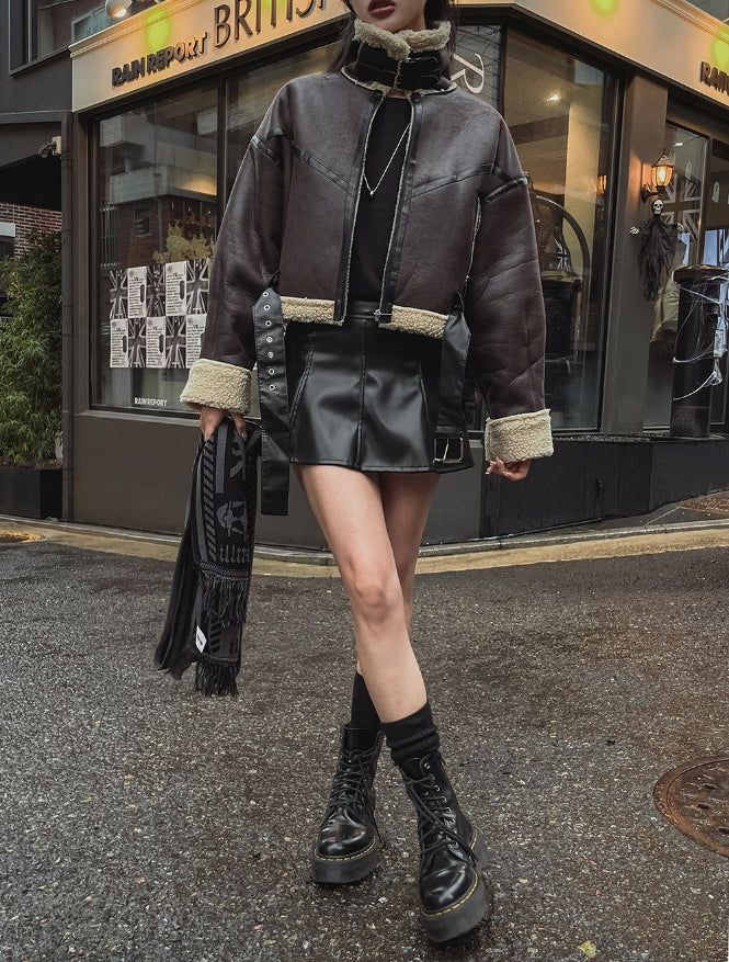 Hayes Leather Pocket Flare Skirt