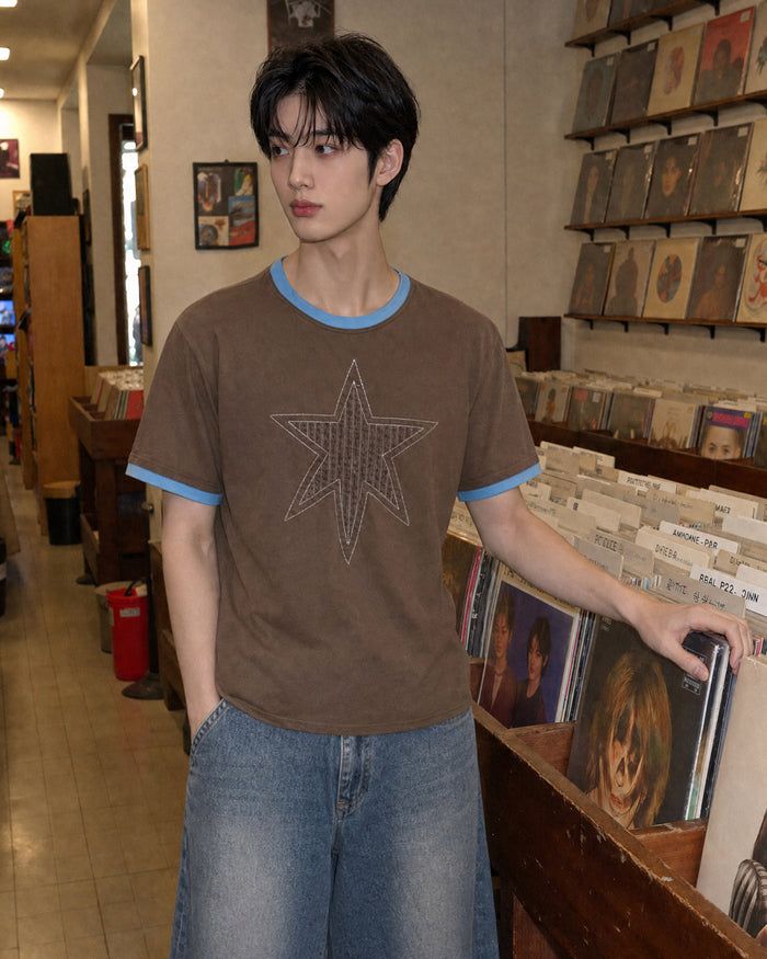 (UNISEX) Cutting Star Double Sleeve Tee