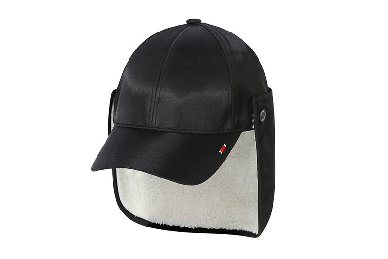 EARFLAP BUTTON BALL CAP_BLACK