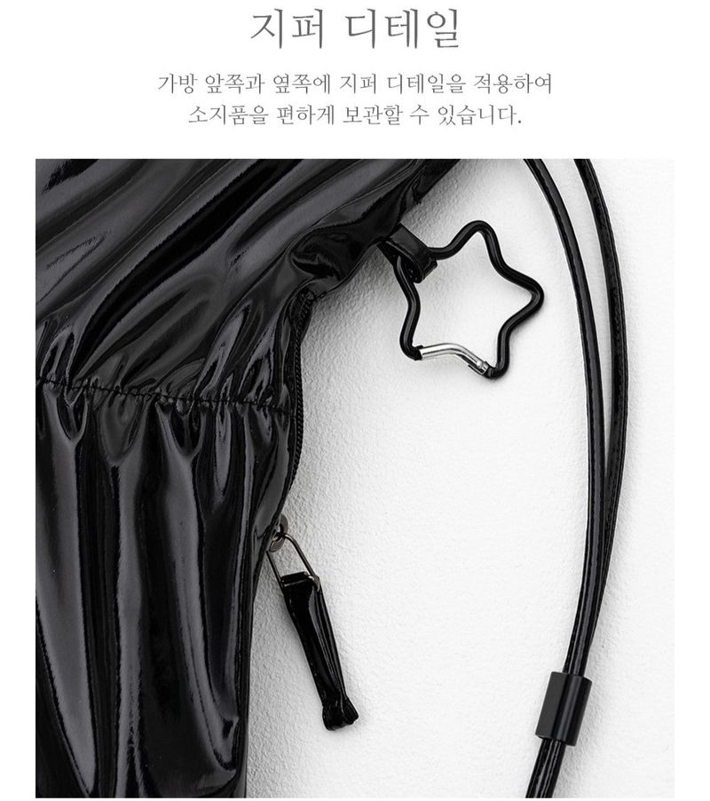GLOSSY STRING BACK PACK_BLACK