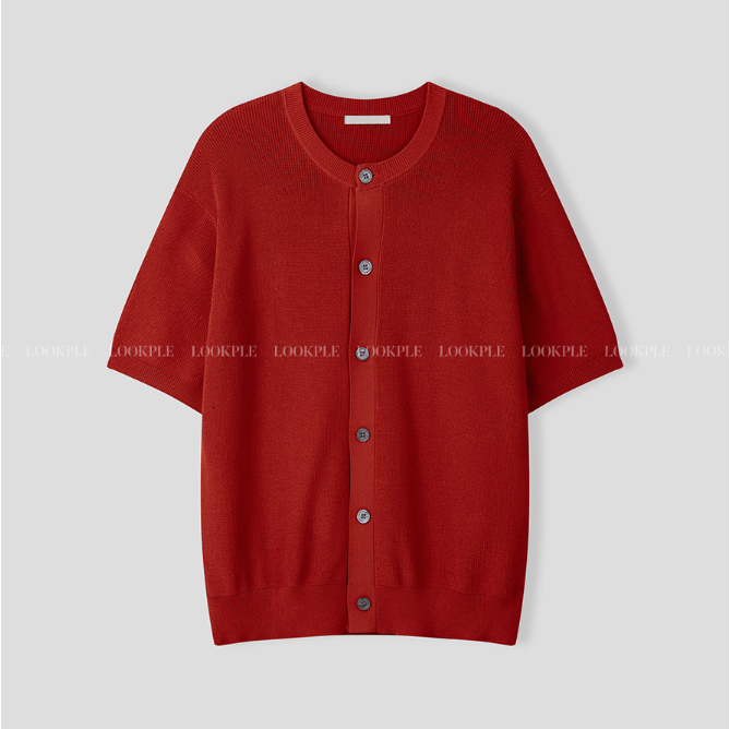  Slag Cooling Hachi Knit Short Sleeve Round Cardigan
