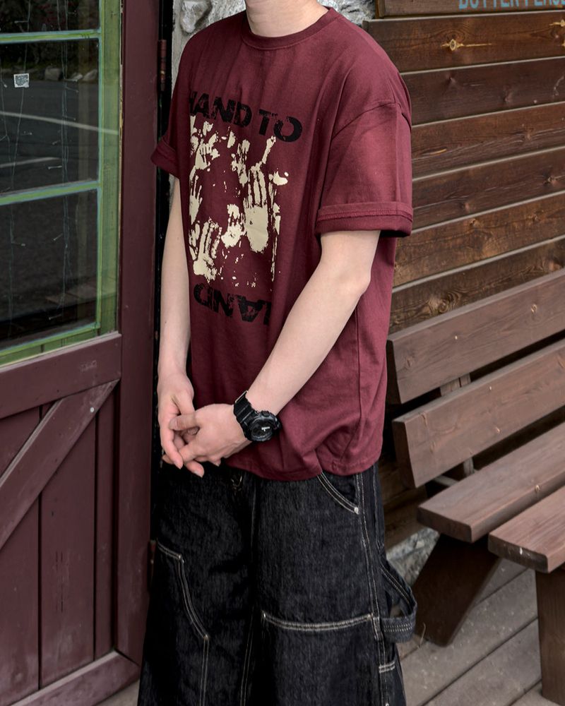 Touch Graphic Oversized Half T-Shirt