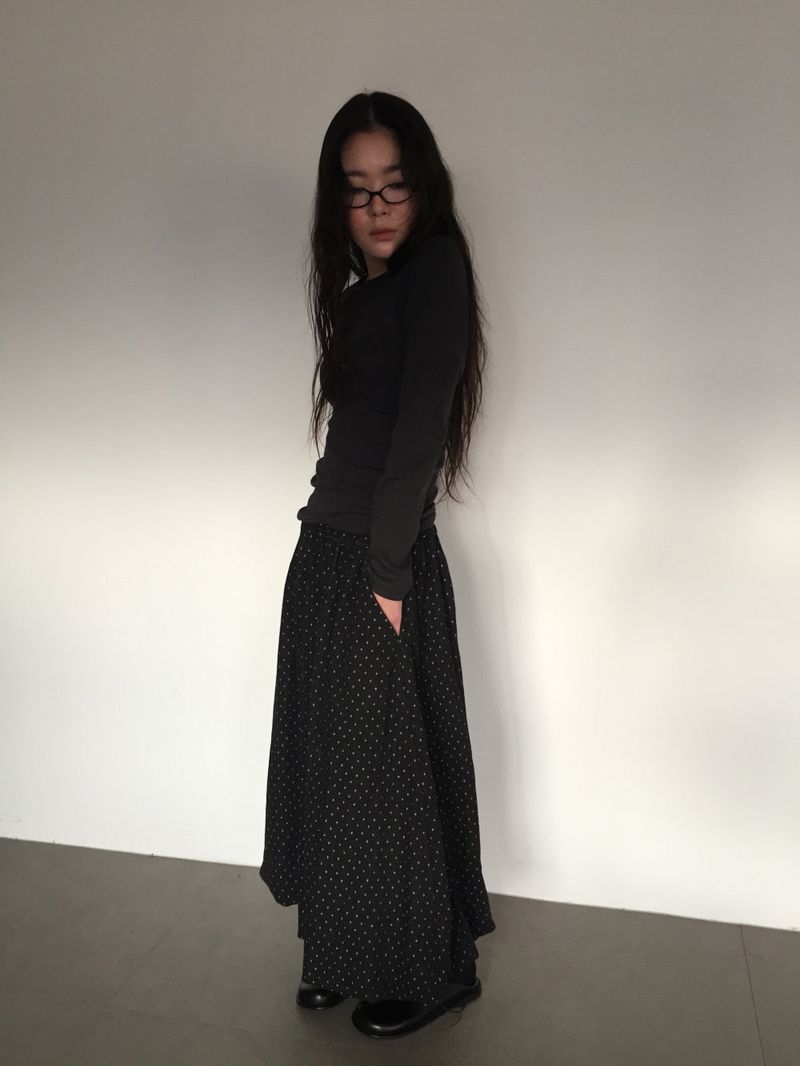 Wool Dot Balloon Skirt (2Colors)