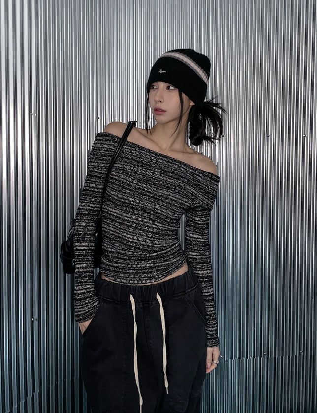 Sein Bokashi Off Shoulder Knit