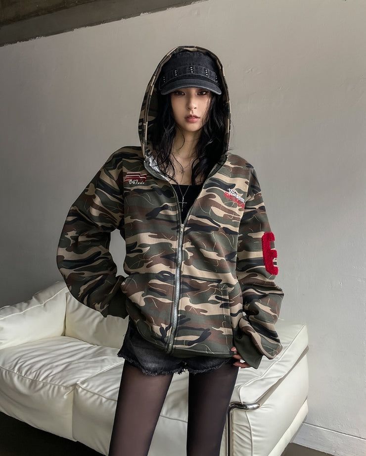 Roho Numbering Patch Overfit Hooded Zip-Up