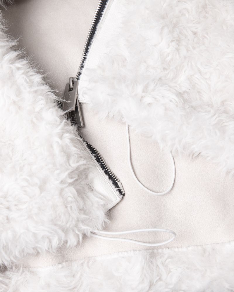 FAUX FUR MULTI ZIPPER WHITE JACKET