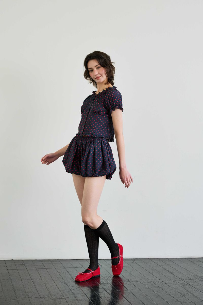 MINI HEART TWO WAY BLOUSE / NAVY
