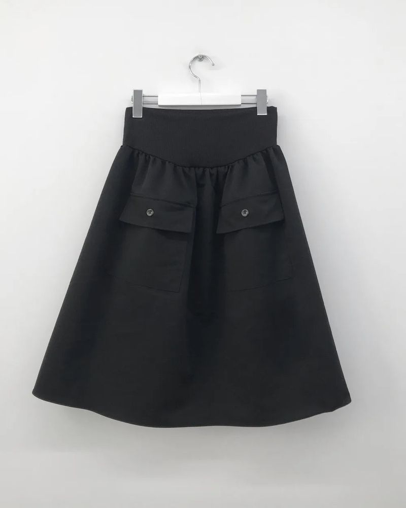 flap back pocket midi skirt (3color)