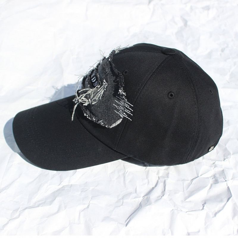 denim patchwork ball cap (washed black)