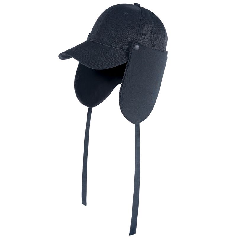 EAR FLAP BALL CAP BLACK / COTTON FLAP