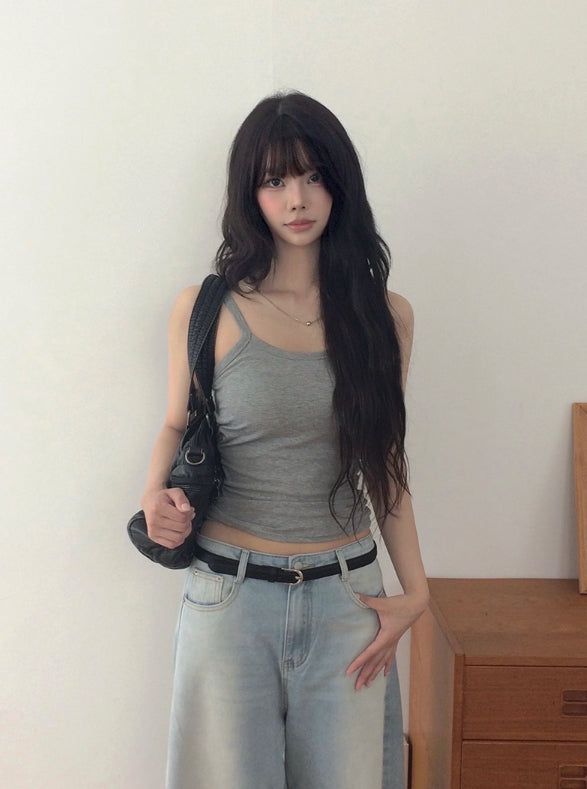 Bomshu Wide Washing Denim Long Pants