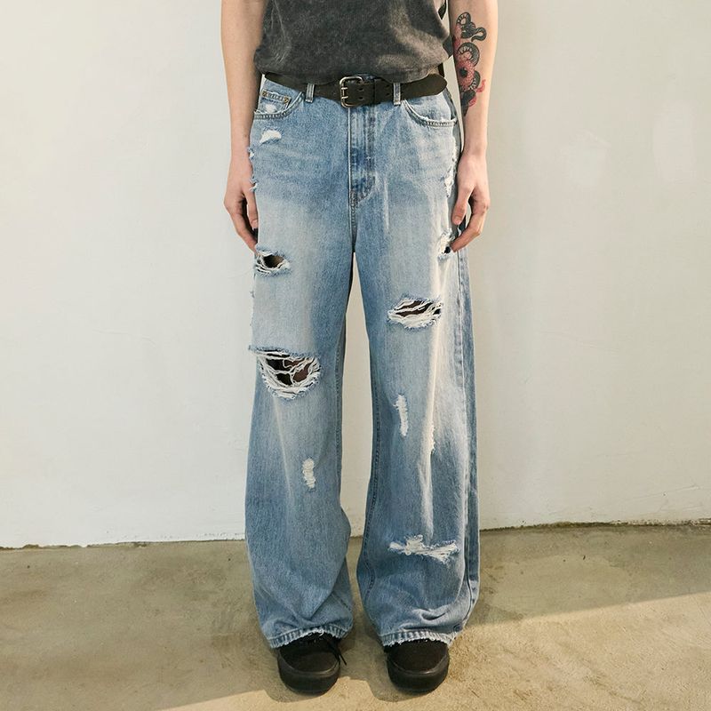Sserpe(セルぺ)の「Destroyed Denim Pants Washed Blue(Pants)」